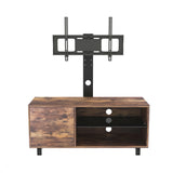 Rustic Brown TV Console Table with Push-to-Open Storage Cabinet